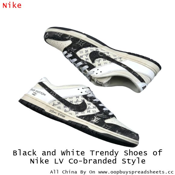 Black and White Trendy Shoes of Nike LV Co-branded Style