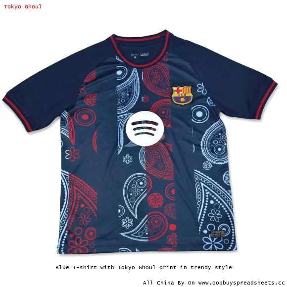 Blue T-shirt with Tokyo Ghoul print in trendy style