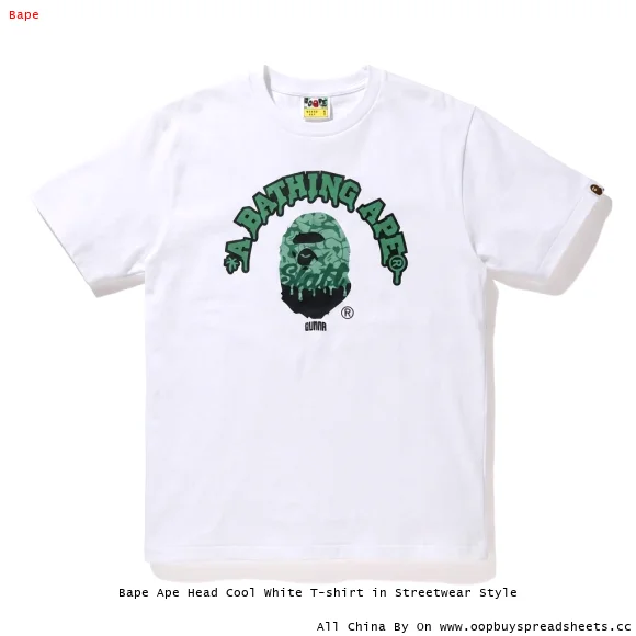 Bape Ape Head Cool White T-shirt in Streetwear Style