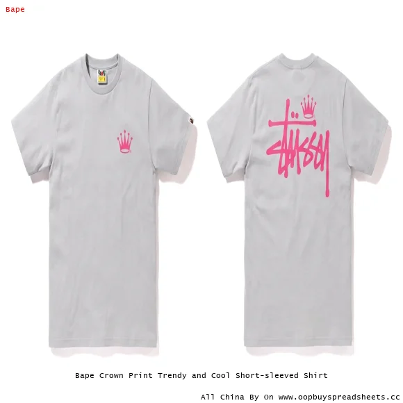 Bape Crown Print Trendy and Cool Short-sleeved Shirt