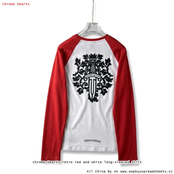 Chrome Hearts retro red and white long-sleeved shirt