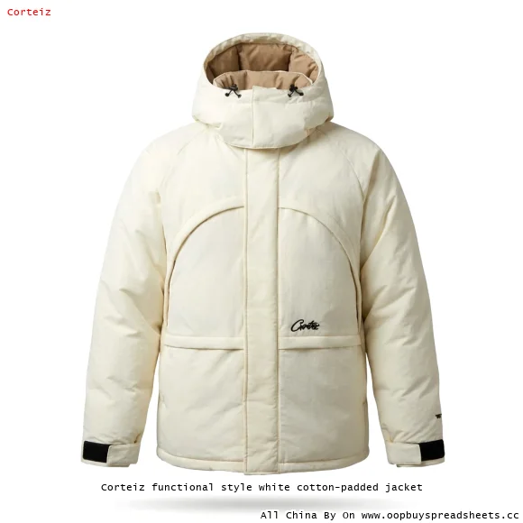 Corteiz functional style white cotton-padded jacket