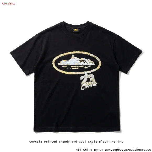 Corteiz Printed Trendy and Cool Style Black T-shirt