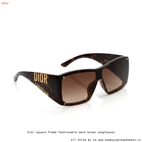 Dior square frame fashionable dark brown sunglasses