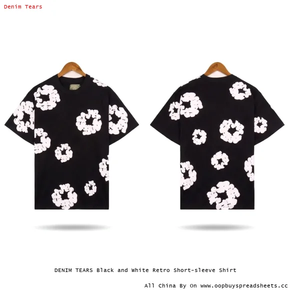 DENIM TEARS Black and White Retro Short-sleeve Shirt