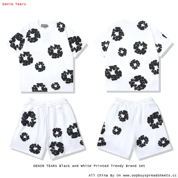 DENIM TEARS Black and White Printed Trendy Brand Set