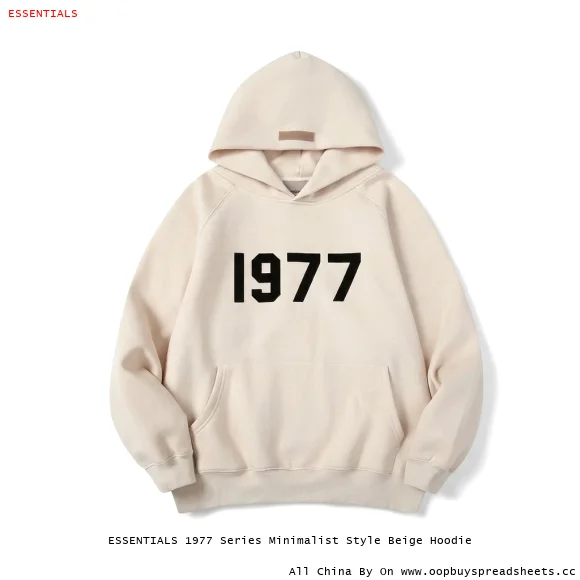 ESSENTIALS 1977 Series Minimalist Style Beige Hoodie