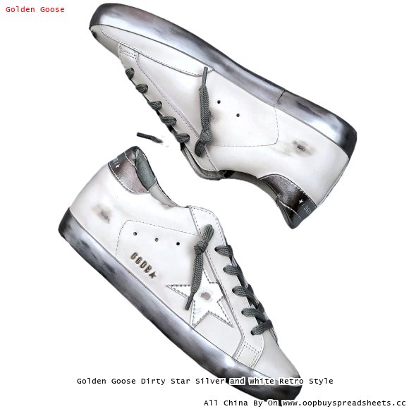 Golden Goose Dirty Star Silver and White Retro Style