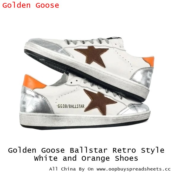Golden Goose Ballstar Retro Style White and Orange Shoes