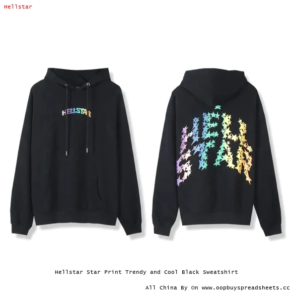 Hellstar Star Print Trendy and Cool Black Sweatshirt