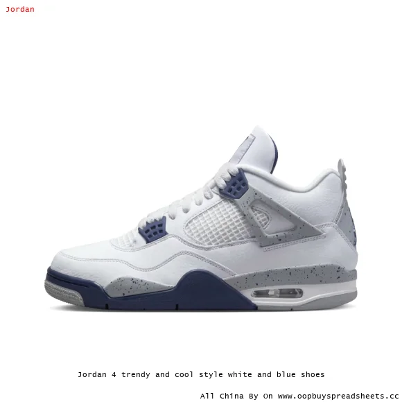 Jordan 4 trendy and cool style white and blue shoes