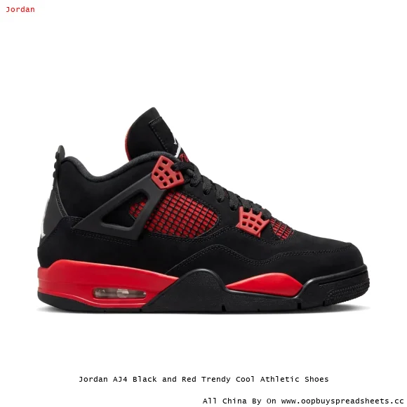 Jordan AJ4 Black and Red Trendy Cool Athletic Shoes