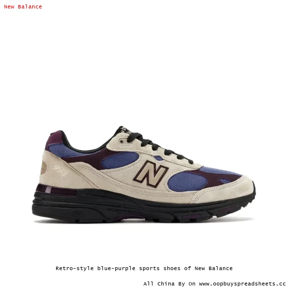 Retro-style blue-purple sports shoes of New Balance