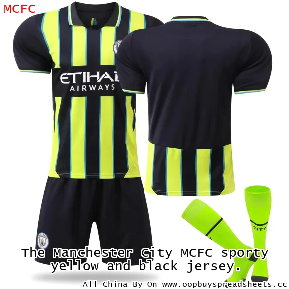 The Manchester City MCFC sporty yellow and black jersey.