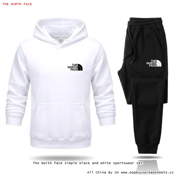 The North Face simple black and white sportswear set