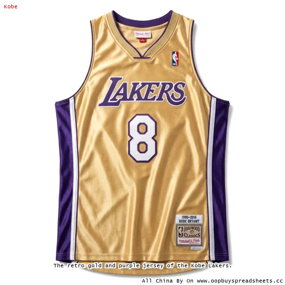 The retro gold and purple jersey of the Kobe Lakers.