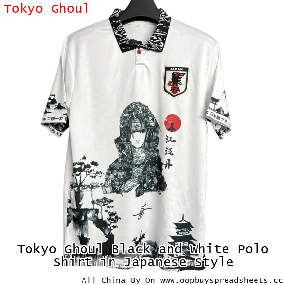 Tokyo Ghoul Black and White Polo Shirt in Japanese Style