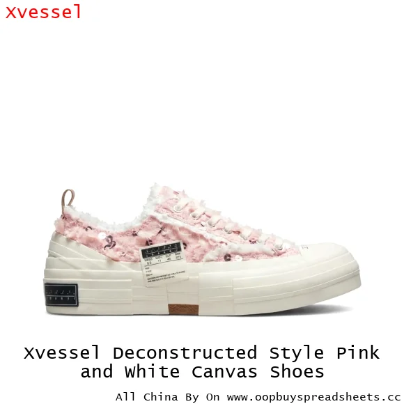 Xvessel Deconstructed Style Pink and White Canvas Shoes