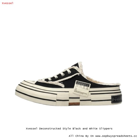 Xvessel Deconstructed Style Black and White Slippers