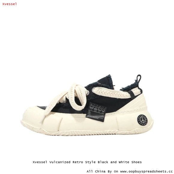 Xvessel Vulcanized Retro Style Black and White Shoes