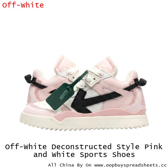 Off-White Deconstructed Style Pink and White Sports Shoes