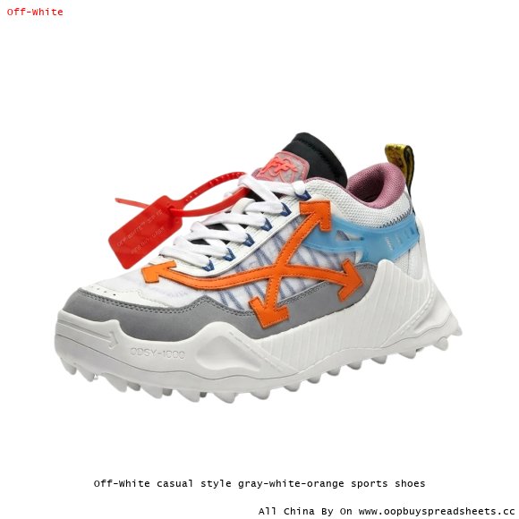 Off-White casual style gray-white-orange sports shoes