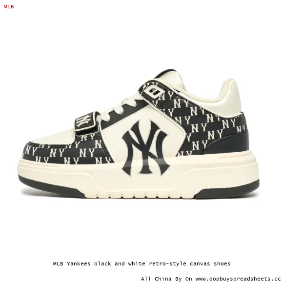 MLB Yankees black and white retro-style canvas shoes