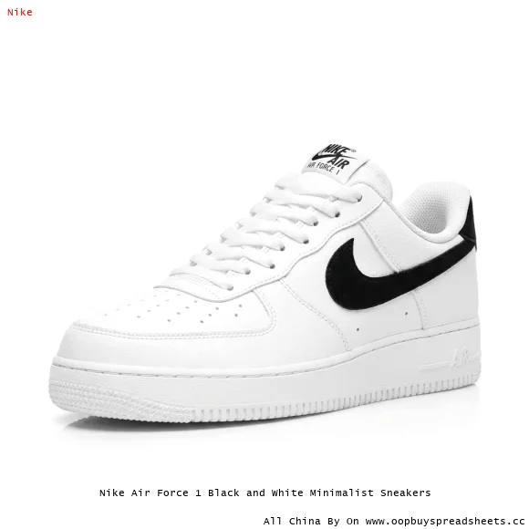 Nike Air Force 1 Black and White Minimalist Sneakers