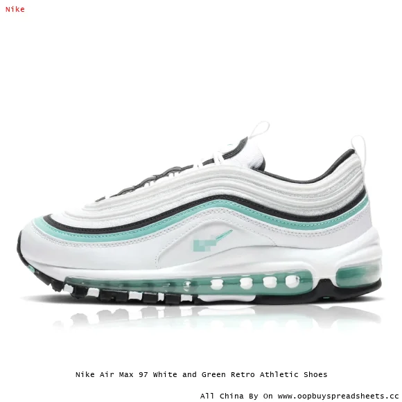 Nike Air Max 97 White and Green Retro Athletic Shoes