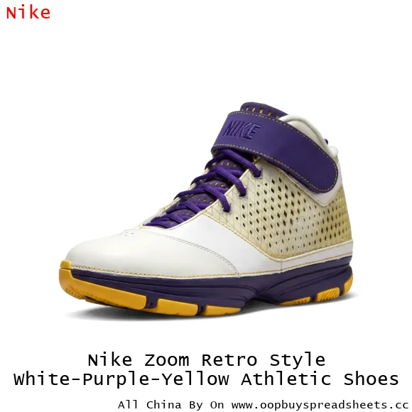 Nike Zoom Retro Style White-Purple-Yellow Athletic Shoes