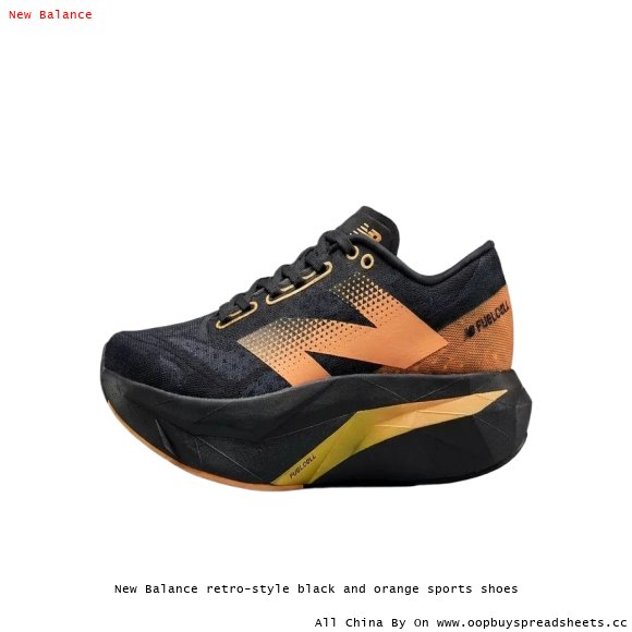 New Balance retro-style black and orange sports shoes