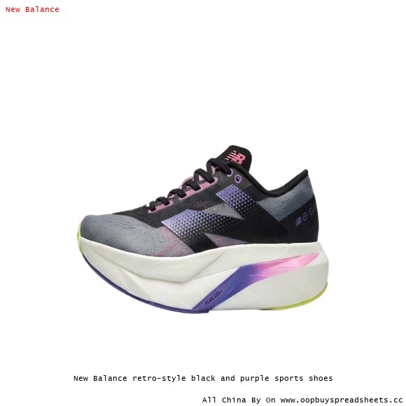 New Balance retro-style black and purple sports shoes