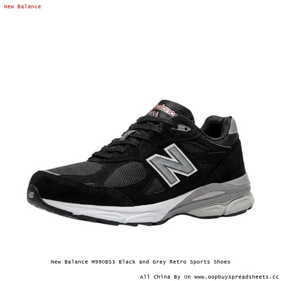 New Balance M990BS3 Black and Grey Retro Sports Shoes