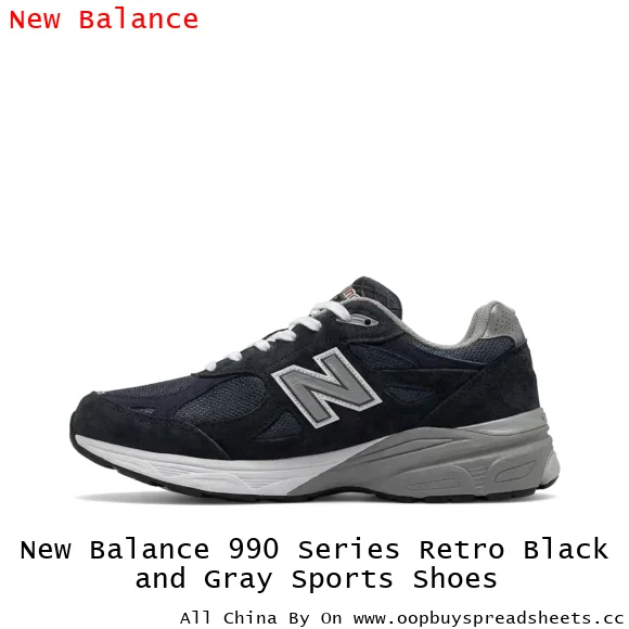 New Balance 990 Series Retro Black and Gray Sports Shoes