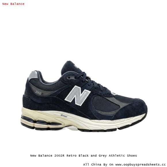 New Balance 2002R Retro Black and Grey Athletic Shoes