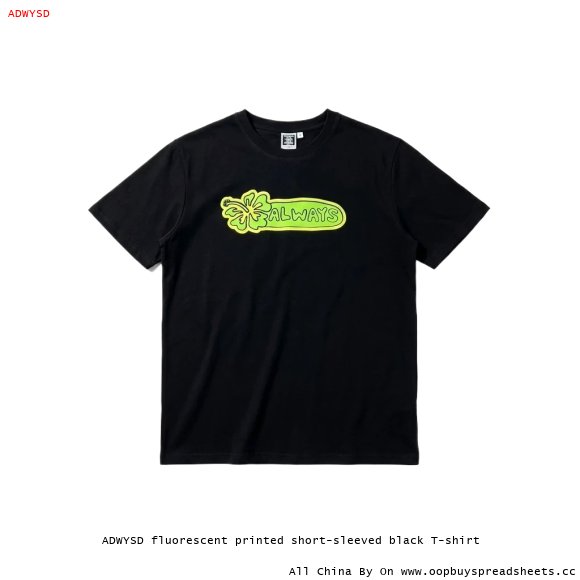 ADWYSD fluorescent printed short-sleeved black T-shirt