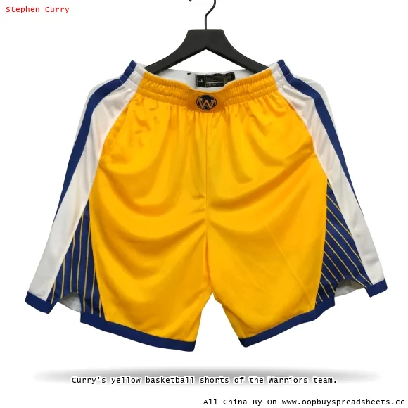 Curry's yellow basketball shorts of the Warriors team.
