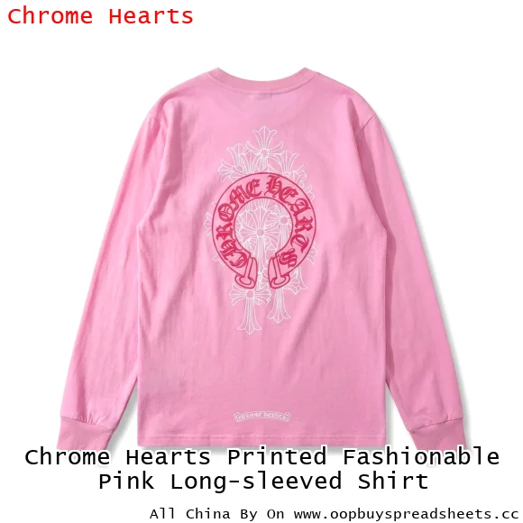 Chrome Hearts Printed Fashionable Pink Long-sleeved Shirt