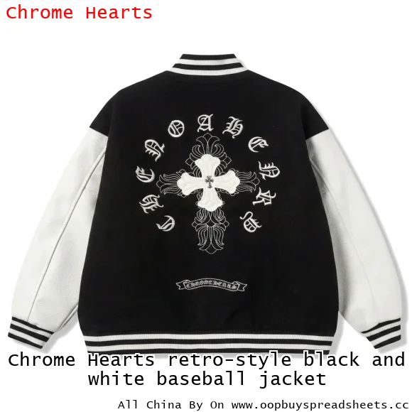 Chrome Hearts retro-style black and white baseball jacket