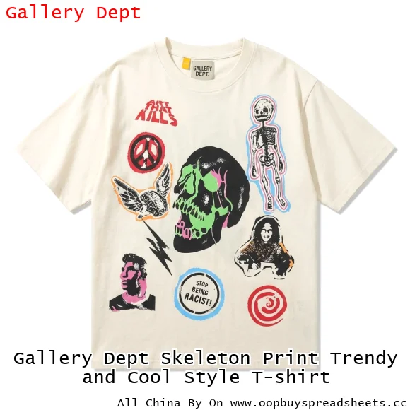 Gallery Dept Skeleton Print Trendy and Cool Style T-shirt