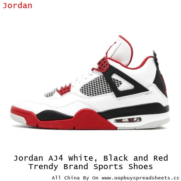 Jordan AJ4 White, Black and Red Trendy Brand Sports Shoes