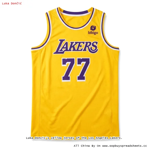 Luka Doncic's yellow jersey of the Los Angeles Lakers.