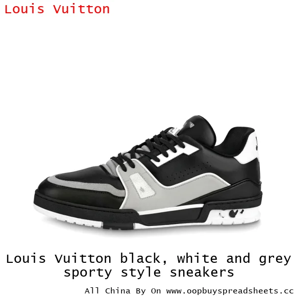 Louis Vuitton black, white and grey sporty style sneakers