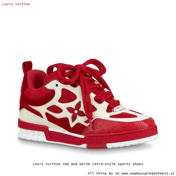 Louis Vuitton red and white retro-style sports shoes