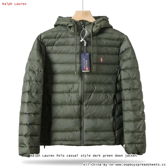 Ralph Lauren Polo casual style dark green down jacket