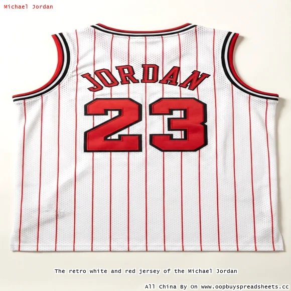 The retro white and red jersey of the Michael Jordan