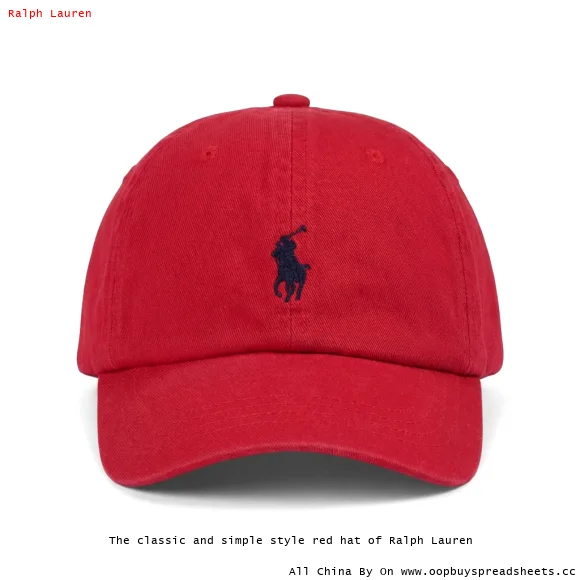 The classic and simple style red hat of Ralph Lauren
