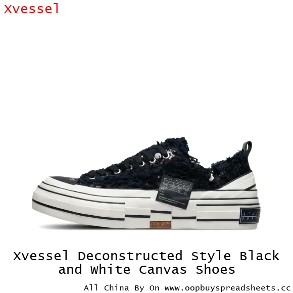 Xvessel Deconstructed Style Black and White Canvas Shoes