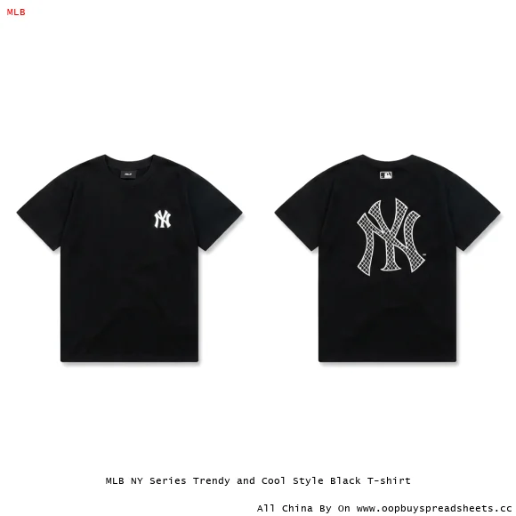 MLB NY Series Trendy and Cool Style Black T-shirt