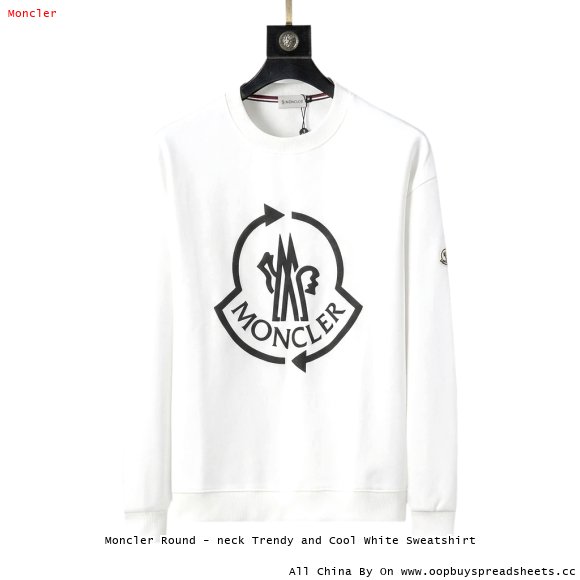 Moncler Round - neck Trendy and Cool White Sweatshirt
